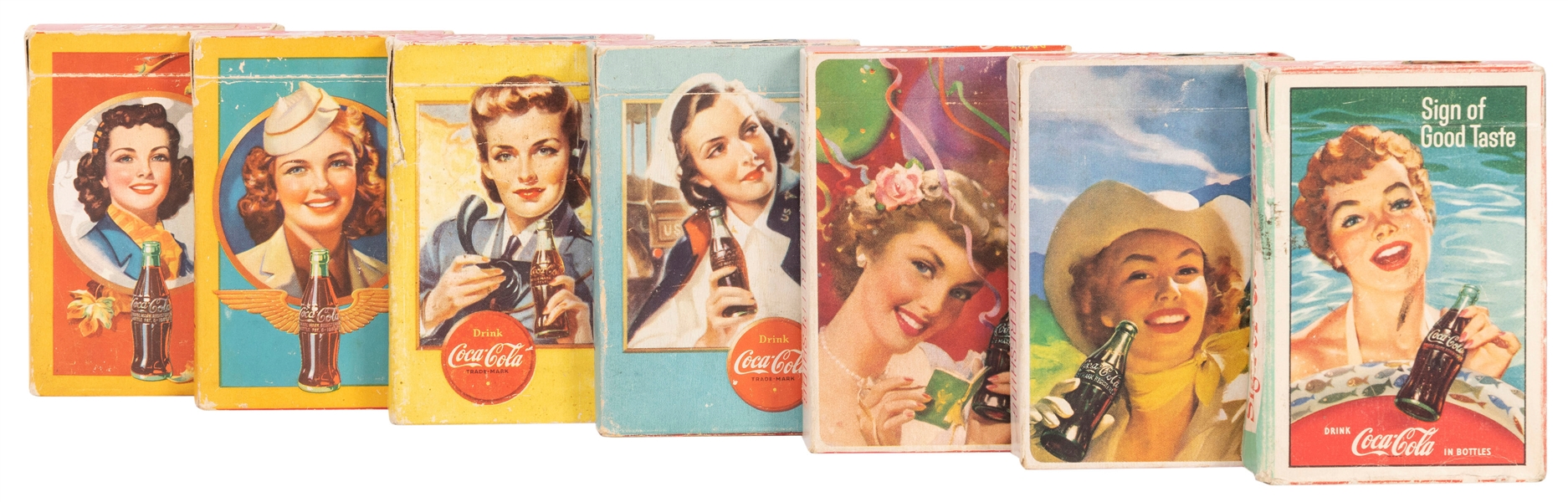  Coca-Cola Playing Cards. Seven 1940s/50s Decks. Including (...