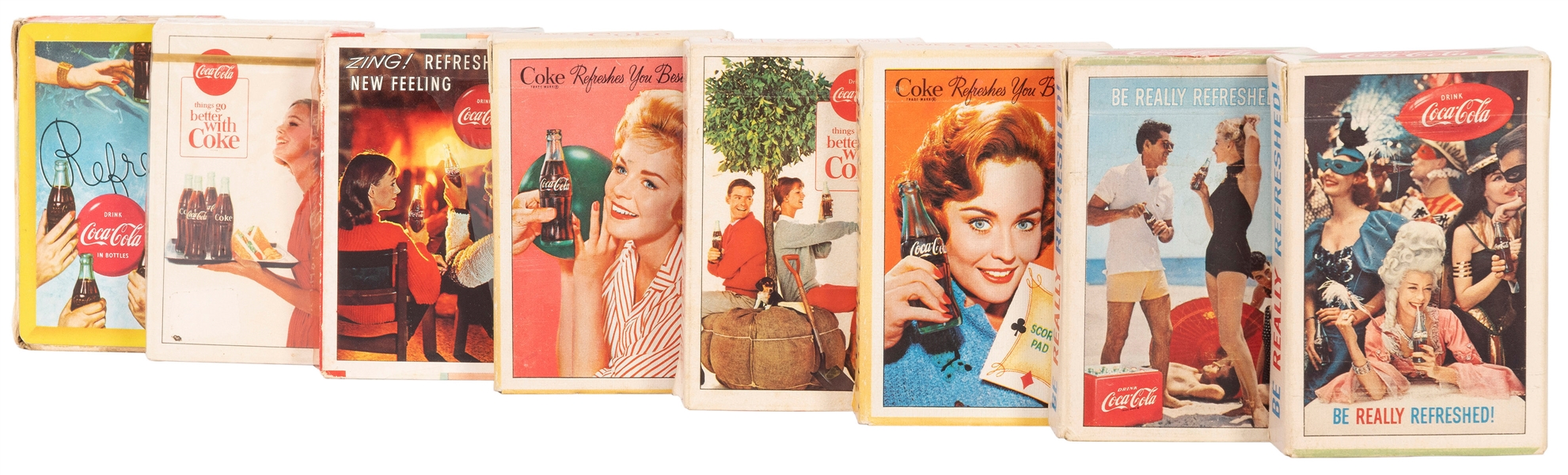  Coca-Cola Playing Cards. Nine Vintage Decks. Bulk 1960s. Va...