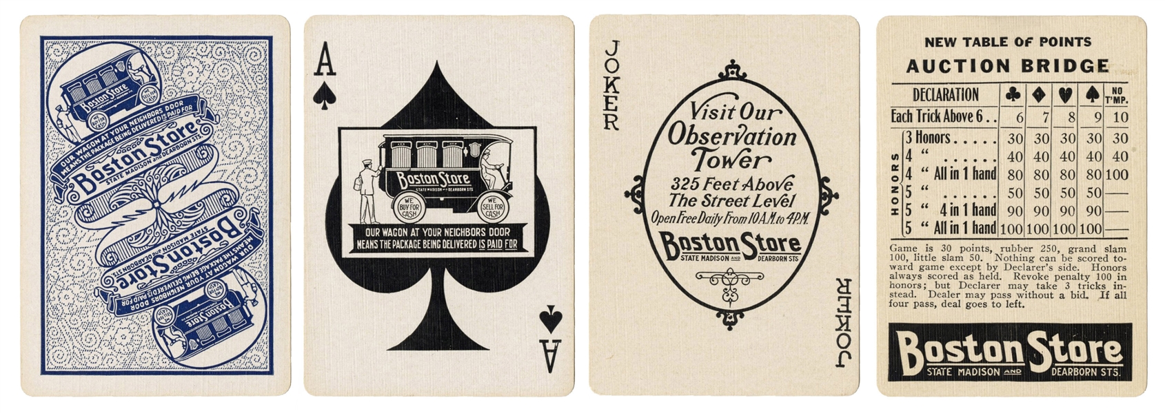  [Chicago] Boston Store Advertising Playing Cards. Circa 192...