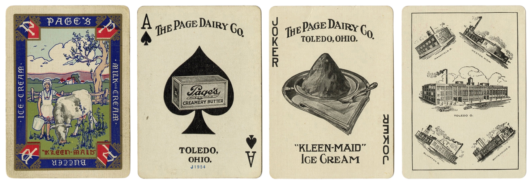  [Dairy] Page Dairy Co. Advertising Playing Cards. Circa 191...
