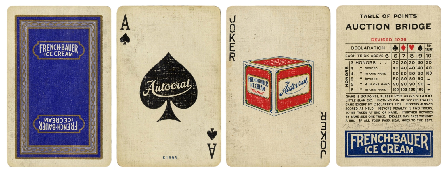 French-Bauer Ice Cream Advertising Playing Cards. Cincinnat...