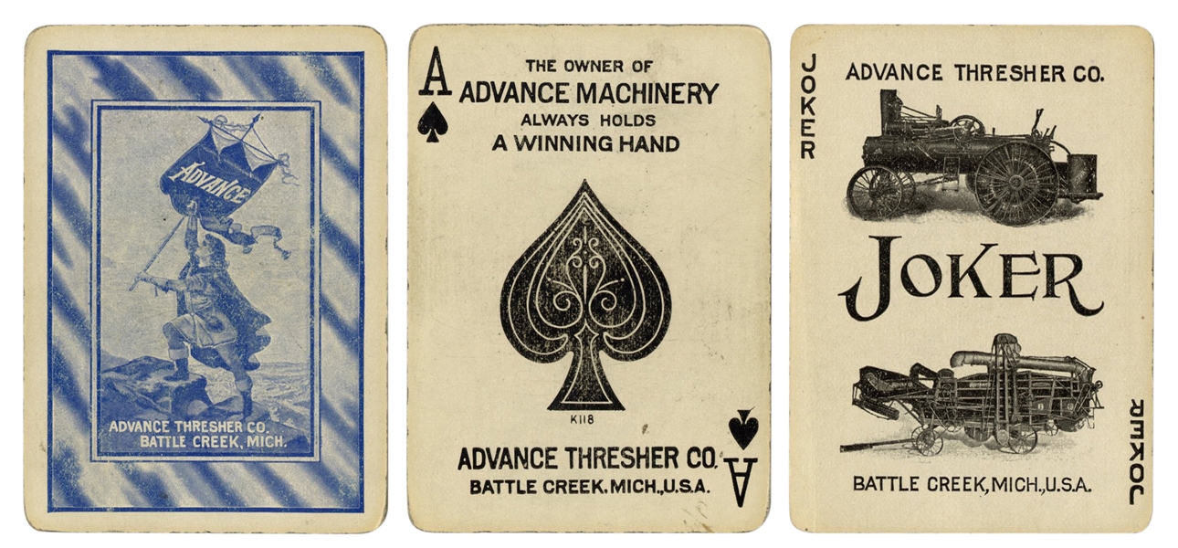  [Michigan] Advance Thresher Co. Advertising Playing Cards. ...