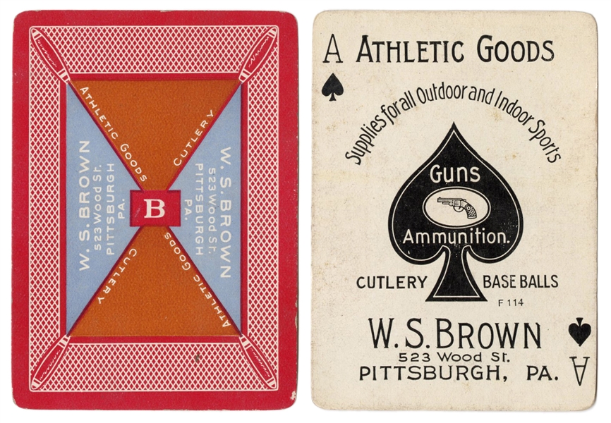  [Pittsburgh] W.S. Brown Athletic Goods Advertising Playing ...