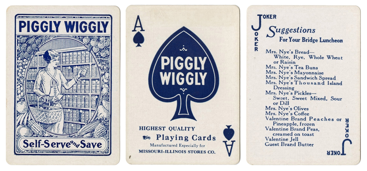  Piggly Wiggly Advertising Playing Cards. Circa 1920s. 52 + ...