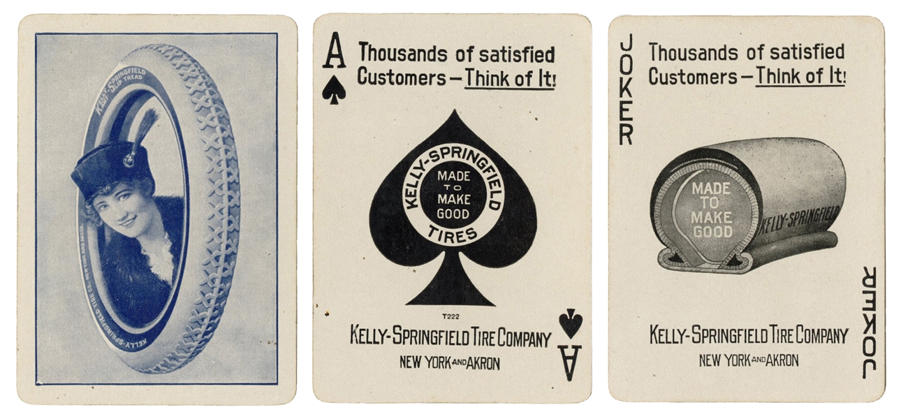  Kelly-Springfield Tire Company Advertising Playing Cards. A...