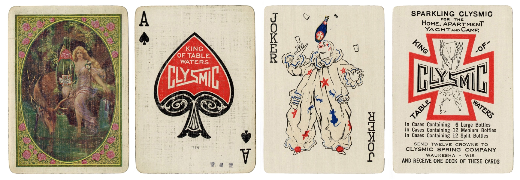  Clysmic King of Table Waters Advertising Playing Cards. Wau...