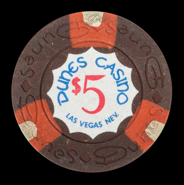  Dunes Casino Las Vegas $5 Chip. Thirteenth issue. R-5. Brow...