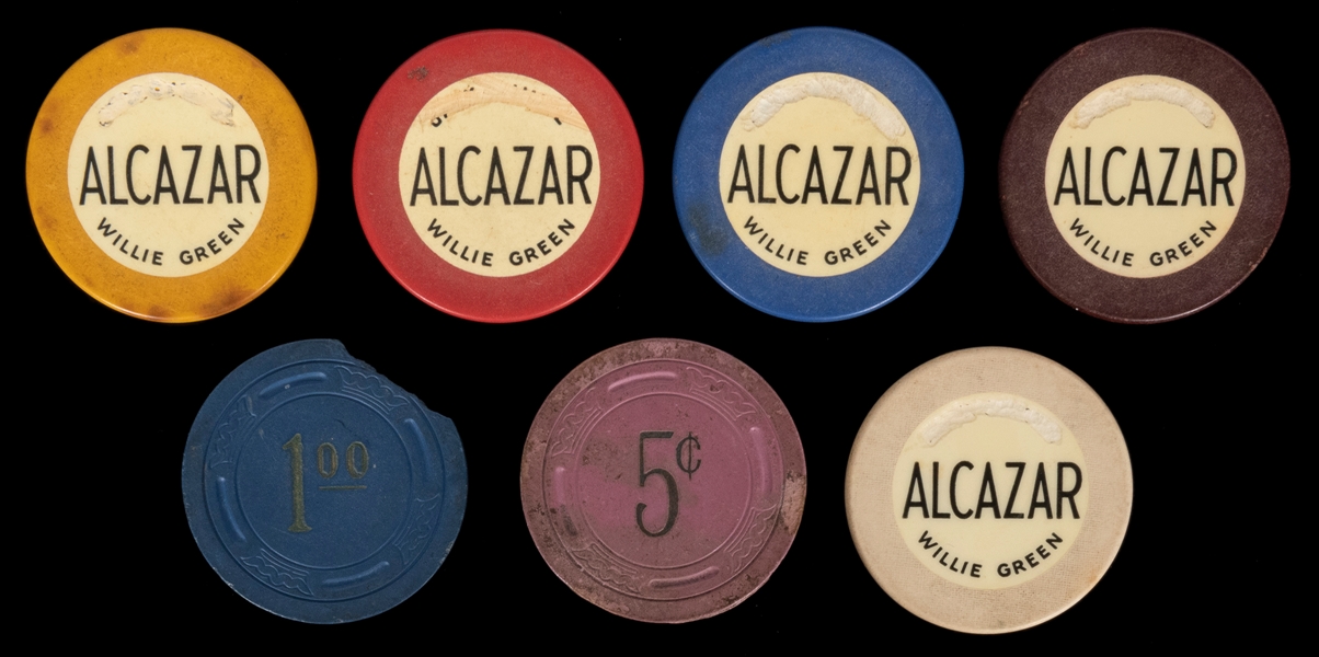  Alcazar / Willie Green Crest & Seal Chips (5). Attributed t...