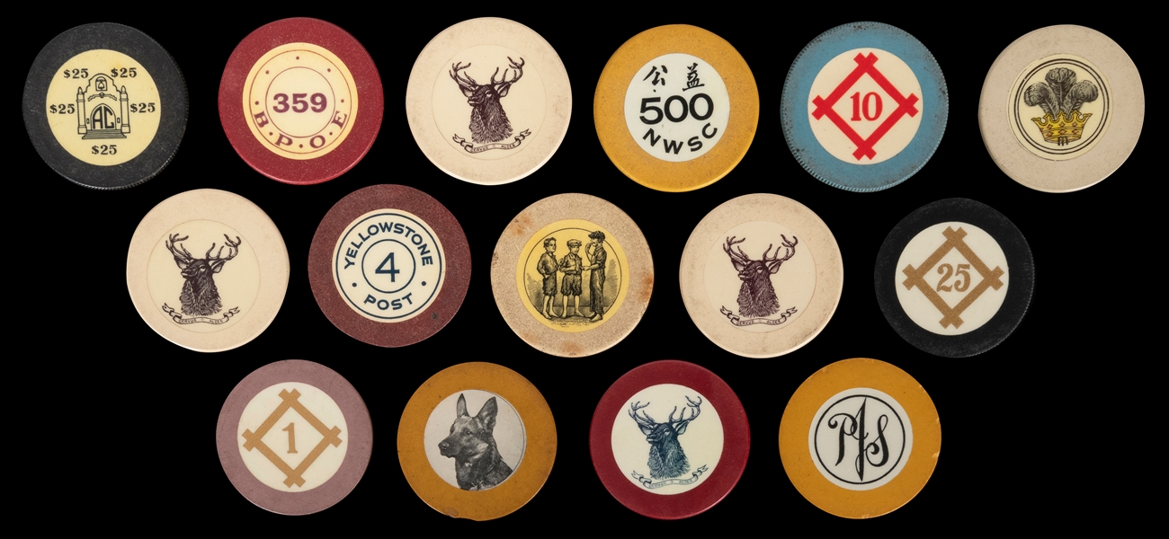  Assorted Crest & Seal Casino / Club Chips (15). Including B...