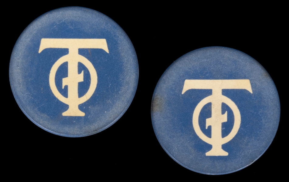  Blue Inlaid “TO” Gambling/Poker Chip Lot (68). Blue clay ch...