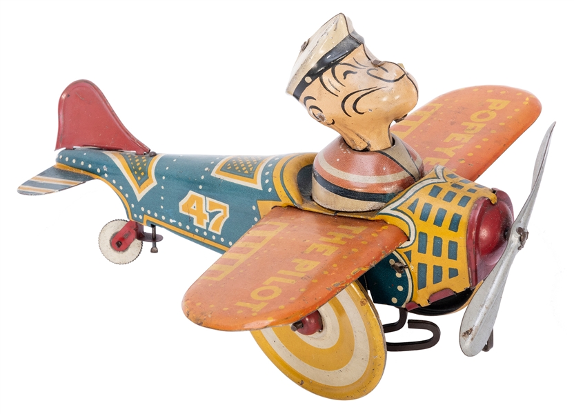  Marx Popeye The Pilot Tin Windup Toy. 1936. Tin litho with ...