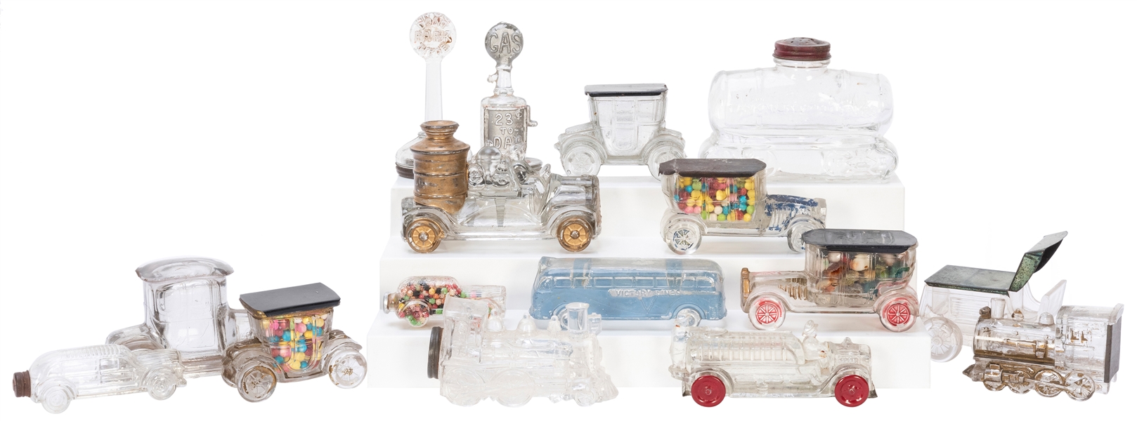  Group of 21 Automobile Related Glass Candy Containers. Incl...