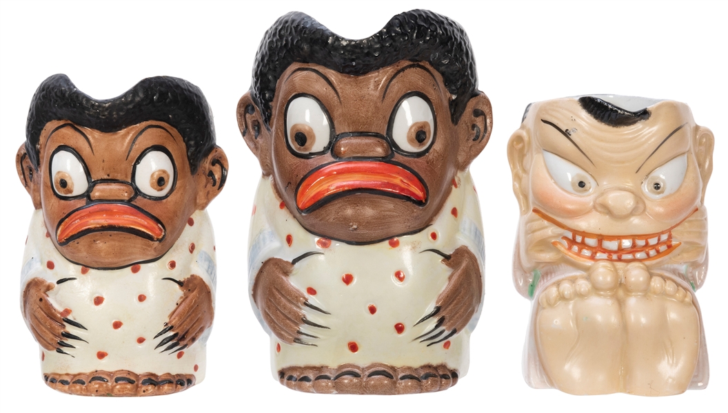  Three Shafer & Vater Racist Caricature Creamer Jugs. German...