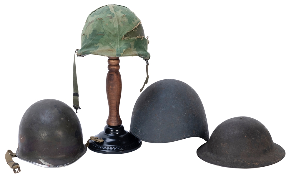  Lot of Four 20th Century American Military Helmets. Includi...