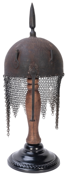  Khula Khud Helmet. Persian, ca. 19th century. Metal. Chainm...