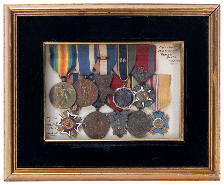  Collection of Framed World War I-Era Medals. Including: Wor...