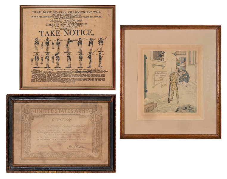  Lot of Three Framed U.S. Military Items. Including: United ...