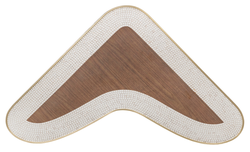  Mid-Century Modern Boomerang Table. Wood-look Formica top w...