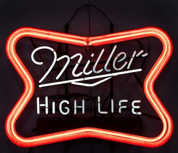  Miller High Life Neon Beer Sign. 1970s. Famous bowtie logo ...