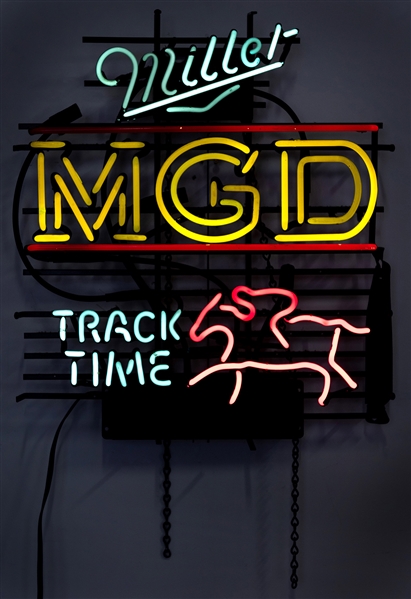  Miller MGD Track Time Neon Sign. Allanson International. He...