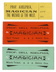  Adelphia, Del. Three Del Adelphia Show Tickets. Circa 1900....