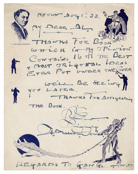  Downs, T. Nelson. T. Nelson Downs Autograph Letter to Al Ba...