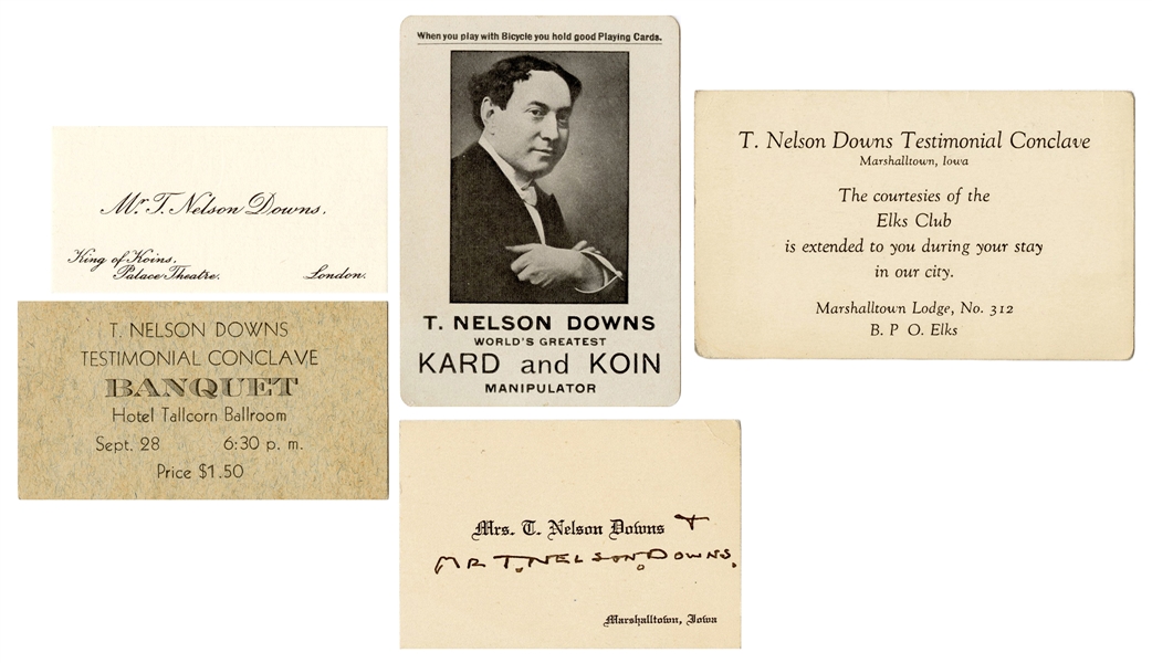  Downs, T. Nelson. Four T. Nelson Downs Cards, One Signed. 1...