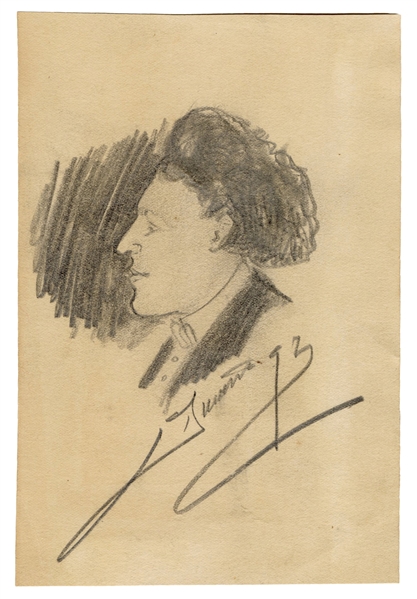  Dunninger, Joseph. Self-Portrait Sketch of Joseph Dunninger...