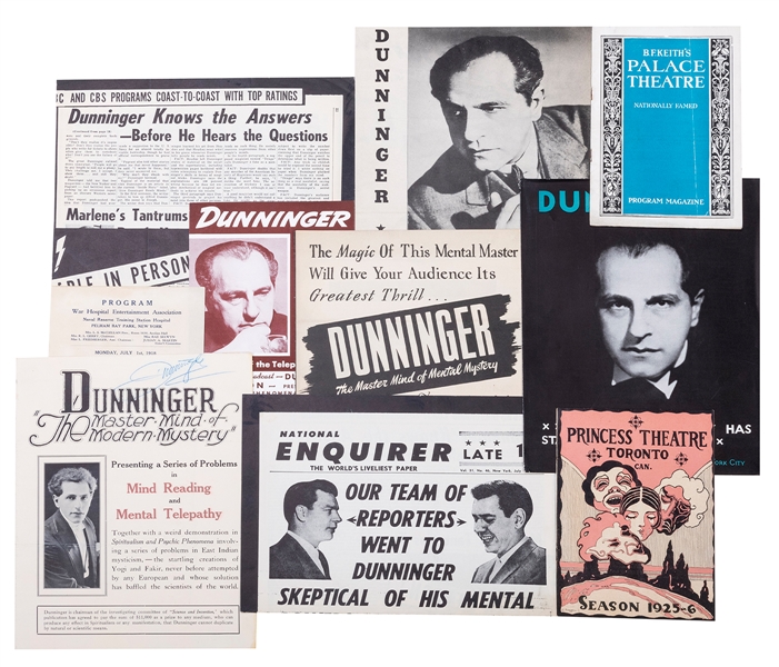  Dunninger, Joseph. Collection of Over 40 Pieces of Dunninge...