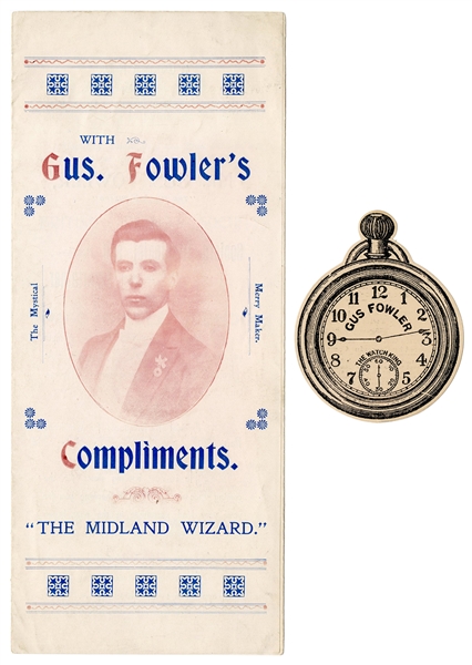  Fowler, Gus. Die Cut Gus Fowler Watch Souvenir. Circa 1915....