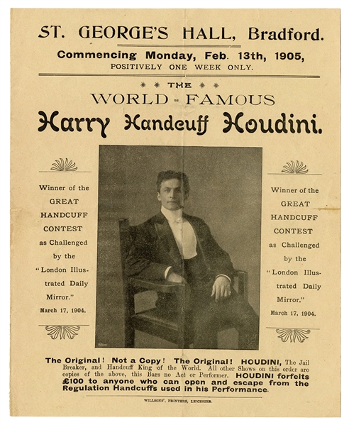  Houdini, Harry (Ehrich Weisz). World Famous Harry Handcuff ...