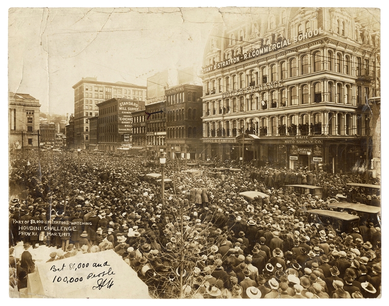  Houdini, Harry (Ehrich Weisz). Photograph of Houdini Outdoo...