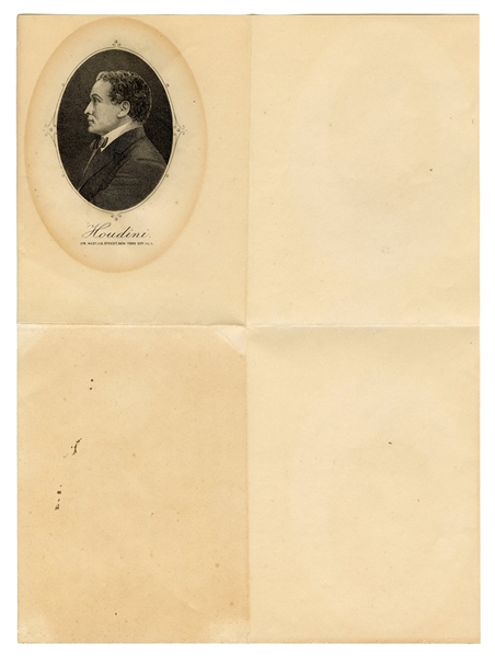  Houdini, Harry (Ehrich Weisz). Engraved Houdini Letterhead....