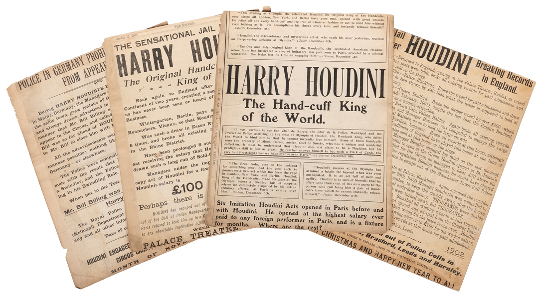  Houdini, Harry (Ehrich Weisz). Four Early Houdini Advertise...