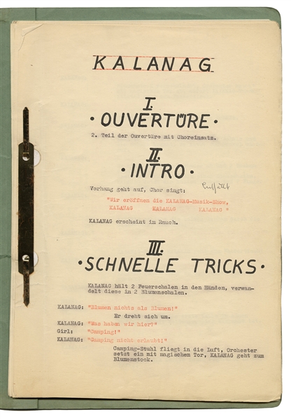  Kalanag (Helmut Schreiber). Typed Script for Kalanag’s “Sim...