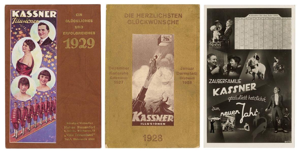  Kassner, Alois. Three Kassner Magic Postcards. German, 1920...