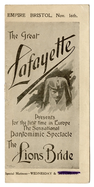  Lafayette (Sigmund Neuberger). The Great Lafayette Advertis...