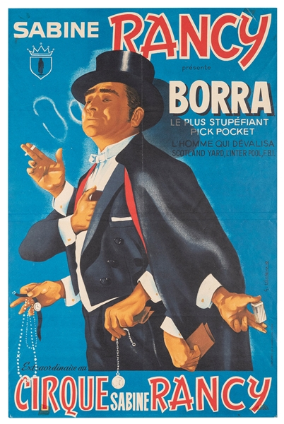  Borra (Boris Borra). Borra Cirque Sabine Rancy Poster. Pari...