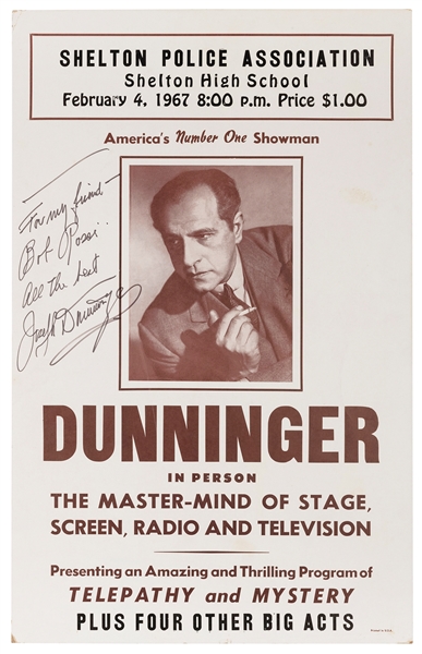  Dunninger, Joseph. Dunninger in Person. 1967. One-color off...