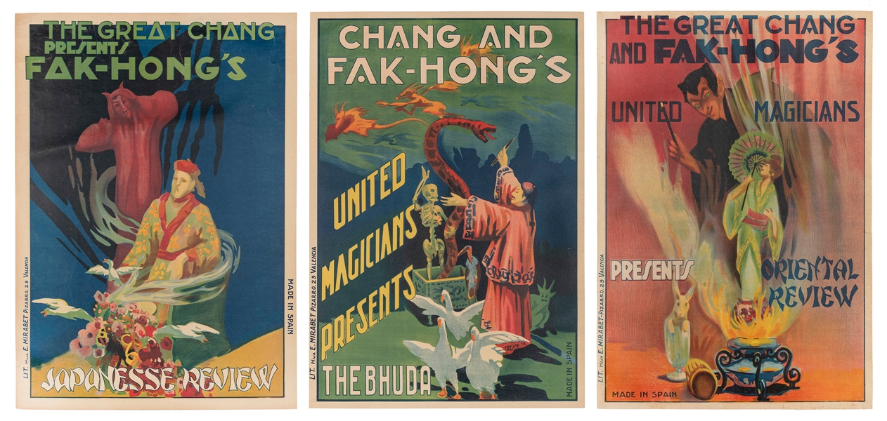  Three Chang and Fak Hong Magic Posters. Valencia: E. Mirabe...