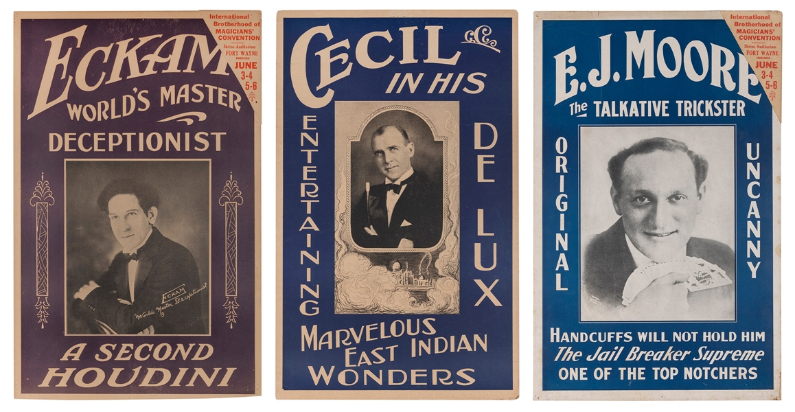  Three Vintage Magicians’ Window Cards. Kenton: Scioto Sign ...