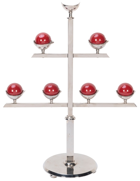  Billiard Ball Stand. German, 1960s. A metal stand for the p...