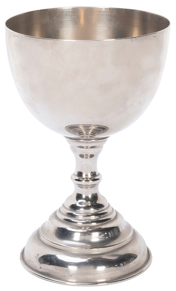  Bell Goblet. European, 1950s. A chrome plated brass goblet ...