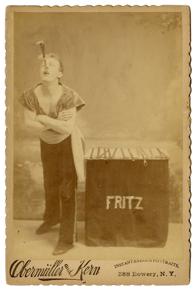  Cabinet Photo of “Fritz,” Sword Swallower. New York: Obermü...
