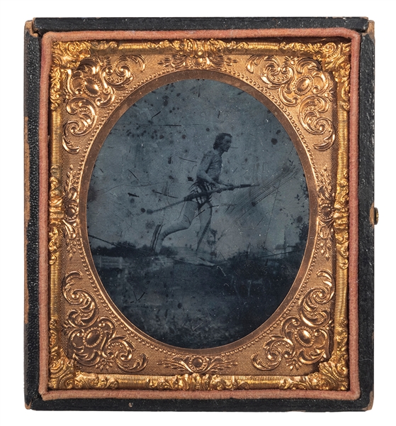  Sixth-Plate Ambrotype of a Tight Rope Walker. 19th century....