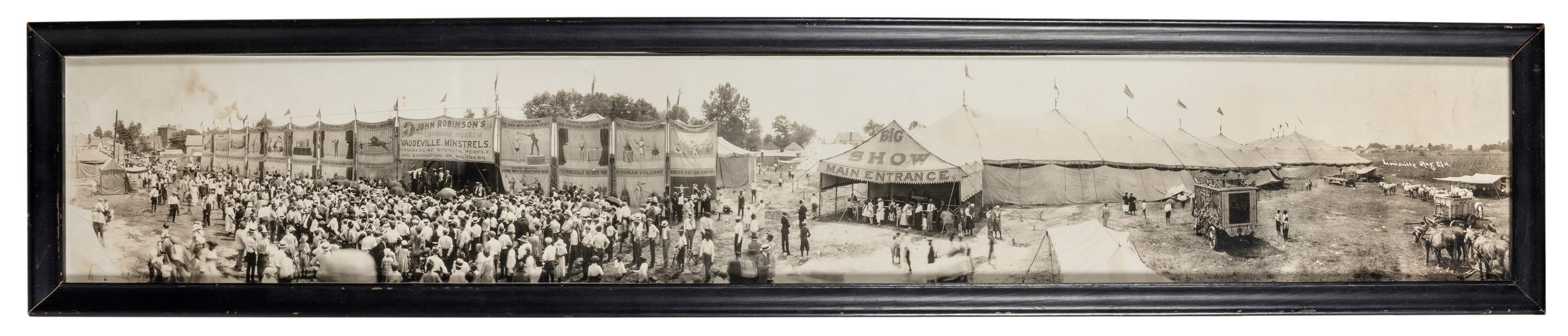  John Robinson Circus / Sideshow Panoramic Photograph. Circa...