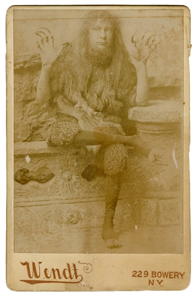  Cabinet Photo of a “Wild Man” Circus Sideshow Performer. Ne...