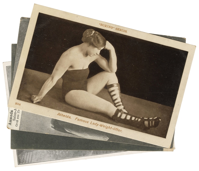  [STRONGWOMEN] Four Postcards of Strongwomen. Including Athl...