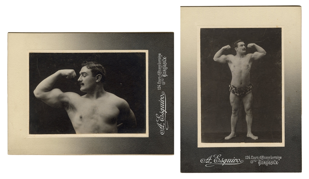  Pair of Cabinet Photos of a French Strongman / Bodybuilder....