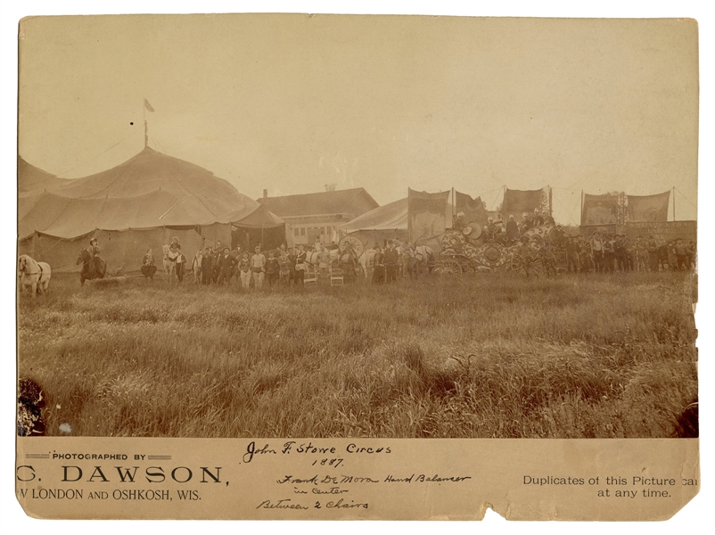  John F. Stowe Circus Photograph, 1887. New London and Oshko...
